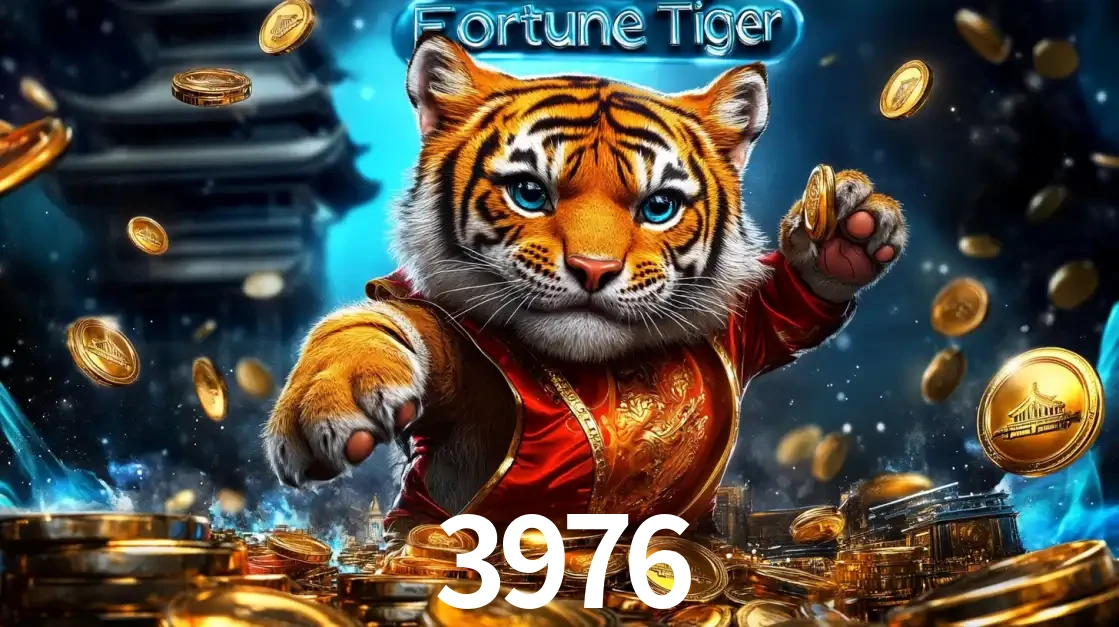 Imagem promocional do jogo de slot Fortune Tiger, com um tigre majestoso em traje tradicional cercado por uma fortuna em moedas de ouro, disponível agora no cassino 3976.